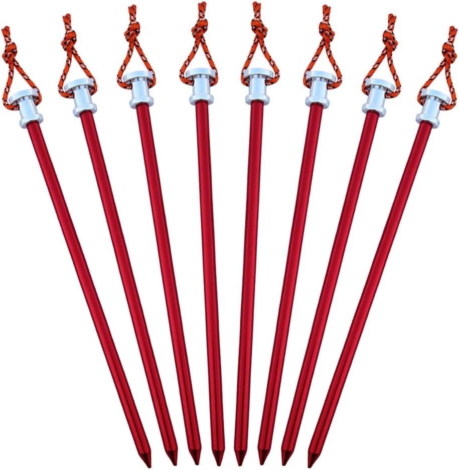 Tent Stakes Pegs 9 inch, Lightweight Aluminum Alloy Tent Canopy Nail for Outdoor Camping, Hiking, Picnic Blanket, Beach Mat, Yard Fence 8 Pack (Red) Tent Stakes Pegs 9 inch, Lightweight Aluminum Alloy Tent Canopy Nail for Outdoor Camping, Hiking, Picnic Blanket, Beach Mat, Yard Fence 8 Pack (Red)