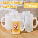 Mifoci 6 Pcs Sublimation Blank Beer Mugs Personalized Tazas Para Present 16 oz Frosted Beer Glass Cups Can Add Photo Text or Images on Gift for Dad Husband Groomsmen Father's Day Wedding Oktoberfest, Medium