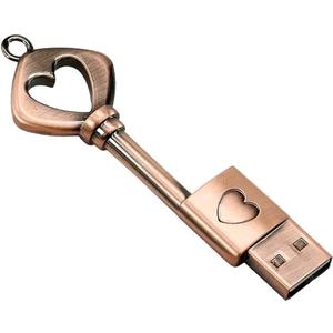 64GB USB 3.0 Flash Drive, Cute Key USB Flash Drive with Heart Shape, High Speed Up to 100MB/ S Keychain exFat Thumb Drive Jump Drive Gift for Anniversary/ Birthday/ Photographer/ Wedding