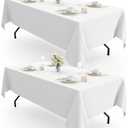 Pureegg Rectangle Table Cloth 60" x 102" – Durable Polyester Tablecloth Offers Reusable & Washable Protection, Ideal for Outdoor Party, Picnic, Wedding, Banquet and Birthday, 2 Pack, White