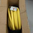PlugSaf 50 FT 10 Gauge Outdoor Extension Cord with Multiple Outlets Light Indicator, Flexible 3 Outlet Weatherproof Heavy Duty Extension Cord Waterproof Yellow, 15A 1875W 10AWG SJTW, ETL Listed