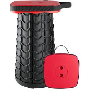 Boreeman Upgraded Collapsible Stool, Square Portable Stool, Lightweight Yet More Sturdy with Load Capacity 400lbs, Perfect for Camping Fishing Hiking BBQ (Square Red)