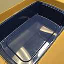 IRIS USA Cat Litter Box XX-Large Open Top with High Sided Walls Tall Scatter Shield Scoop Included Easy Clean Plastic Pan for Big Cats Kittens Multi-Cat Households 30"L x 20"W x 14"H Navy