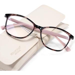 Madison Avenue Square Vintage TR90 Blue Light Blocking Reading Glasses for Women, Anti Eyestrain/Glare Computer Readers (Purple Demi)