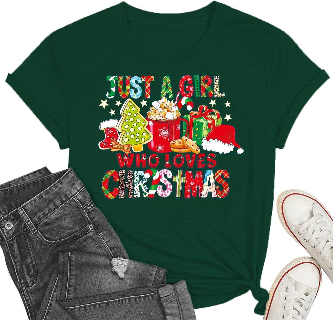 Christmas Shirts for Women Nurse Christmas T-Shirt Xmas Nursing Tee Nurse Vacation Tops (Green9)