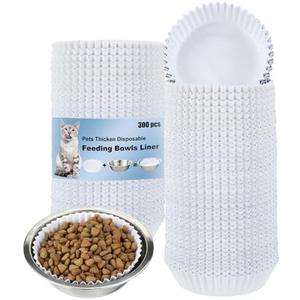 Hushee 250 Pcs Pet Disposable Feeding Bowls Liner Bulk Cat Food Bowls Small Paper Liner for Small Dogs Cats Dish Wet Food Feeding Station, 4 x 1.2 Inch