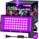 THECHAM 50W LED Black Lights IP66 Waterproof Black Light Outdoor with 6ft Plug+Switch,Flood Blacklight for Halloween Glow in The Dark Party Stage Light Neon Glow Birthday 1 Pack