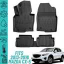 3D Floor Mats for 2013-2016 Mazda CX-5 Heavy Duty, Custom Fit, All Weather Liner Front & 2nd Row Full Set Rubber, Black