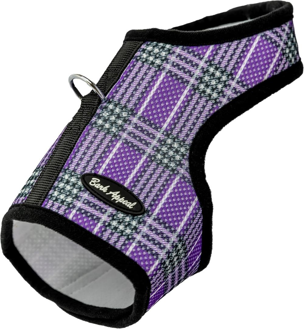 Bark Appeal Lavender Plaid Wrap N Go Dog Harness for Small-Medium Pets  Soft Solid Mesh Vest Harness for Dogs, Puppies, Kittens & Cats  Easy Buckle-Free Design for a Comfortable Fit  Small