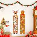 2 x 2 Pcs Christmas Door Banner Decorations Canvas Hanging Banner 36 x 7 inch Large Enamel Pin Display Porch Sign Xmas Brooch Holder for Home Office Front Door Garage Wall Hanging Decor(Elk)