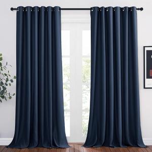 NICETOWN Blackout Draperies Curtain Panels - Window Treatment Thermal Insulated Solid Grommet Blackout Curtains/Panels/Drapes for Bedroom (Navy, Set of 2, 80 by 95 Inch)