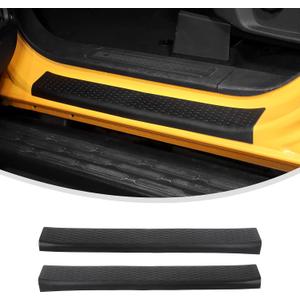 Linskip Door Sill Protector with Anti-Slip Compatible with 2021-2026 Ford Bronco, Texture for Enhanced Grip and Protection - TPE Door Sill Guards for 2 Door Bronco Accessories
