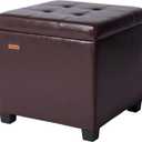 Steel Frame Square Ottoman with Storage Antique Brown UASND63R, 17.7"D x 17.7"W x 17.7"H