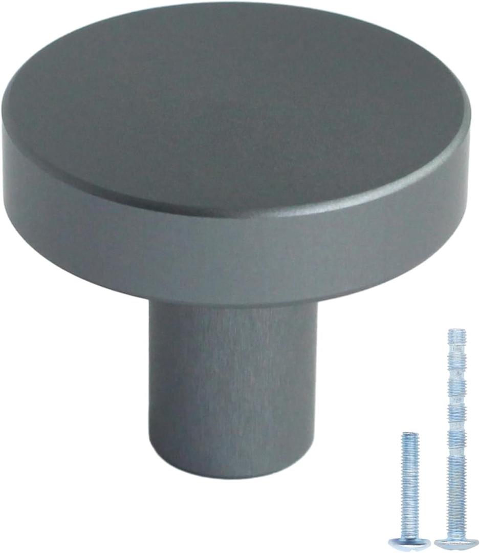 10 Pack Grey Cabinet Knobs Dresser Knobs, Solid Kitchen Cabinet Knobs Drawer Knobs, Metal Grey Knob for Cabinets and Drawers (Gray)