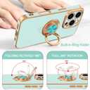 Hython for iPhone 16 Pro Max Case with Ring Stand, 360 Rotatable Ring Holder Magnetic Kickstand, Plating Rose Gold Edge Soft Cover Protective Phone Case for iPhone 16 Pro Max 6.9", Mint