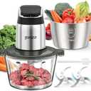 Amazon.com: Ganiza Food Processor, 2-Speed Food Chopper Meat Grinder with 8 Cup Stainless Steel & 8 Cup Glass Bowls, Upgraded Button & Smart Overheat Protection Light - Includes Clean Brush, 2 Sets of Blades: Home & Kitchen