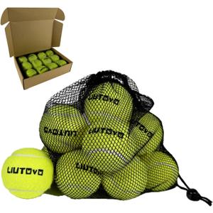 12 Pack Tennis Balls - Come with Mesh Bag for Easy Transport, Good for Beginner Training Tennis Balls Bulk, Practice Balls for Beginner, Pet Dog Playing Balls