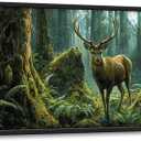 Extra Large Wall Art for Living Room Framed, Forest Deer Oversized Wall Decor Pictures, Nature Scenery Animal Landscape Canvas Print Painting, Framed Artwork Bedroom Office Home Decor 24"x36"