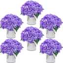 DIYDOFUN Purple Flower Table Centerpieces, Set of 6, Hydrangeas