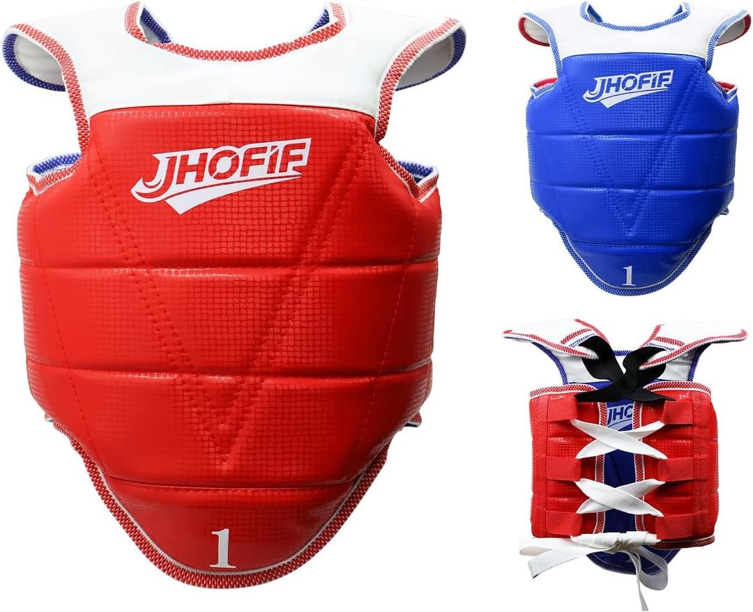 Martial Arts Chest Guards - Boxing Body Protector, Reversible Taekwondo Sparring Gear with Adjustable Straps, High-Density Foam Padding for MMA/Karate Training, Size: 3