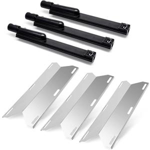 Grill Parts for Jenn-Air 720-0061-LP 720-0099-NG 720-0100-NG 720-0171, 3 Pack Heat Plates and Cast Iron Grill Burners for Jennair Jenn Air 720-0061 Gas Grill Models