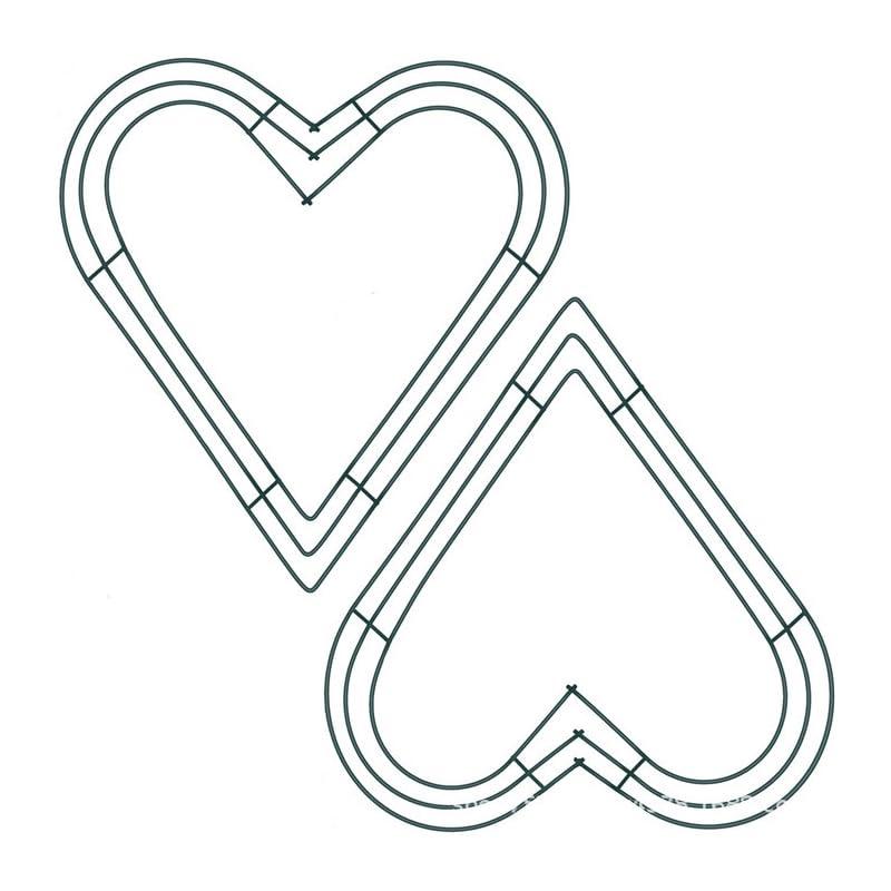 2 Pcs Heart Wreath Frame - Wire Wreath Form for Floral Arrangements, Heart Frame Wreaths Making Supplies for Valentine's Day, Weddings, Home Decor, 14 Inches, Green