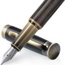 MBQBBBZ Handcrafted Wooden Fountain Pen,Vintage Writing Pen with Exquisite Packaging Case,Perfect for Business,Collectors & Calligraphy (Black)