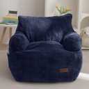 MAXYOYO Kids Bean Bag Chair, Stuffed Toddler Bean Bag Sofa with Filler Cozy for Boys and Girls, Lazy Sofa with Pocket Floor Chair for Gaming, Reading, Navy, Standard