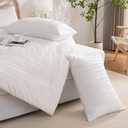 JELLYMONI 2 Pack White Pillowcases Standard Size, Soft Microfiber Striped Tufted Pillow Covers with Envelope Closure (Pillows are not Included)