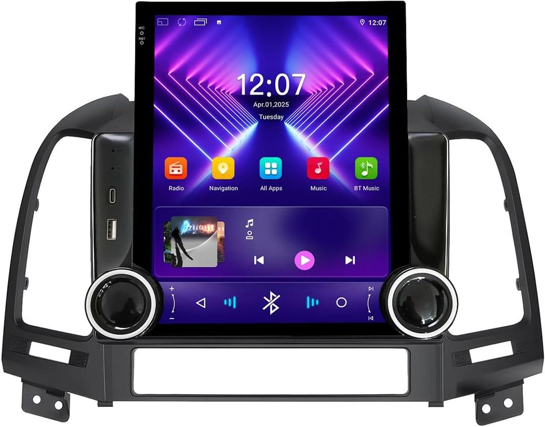 Android 15 8-CORE for Hyundai Santa Fe Radio 2006-2012 Car Stereo Wireless CarPlay Android Auto GPS Navigation 9.7 HD Touchscreen Bluetooth Car Radio FM/WiFi/Mirror Link+Backup Camera