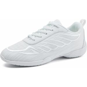 White Cheer Shoes for Girls Womens Cheer Shoes Youth Girls Cheerleading Shoes Competition Gear Dance Tennis Sports Training Athletic Comfortable Flats Breathable Soft Kids Cheer Sneakers (1 Little Kid)