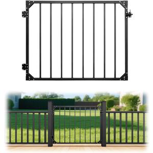 Sidasu 38 Inch Outdoor Metal Deck Gate with with Hinges & Latch, Adjustable Fence Gate for Patio, Yard & Balcony, Reinforced Steel Frame (Fits Openings up to 48")