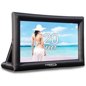 Inflatable Projector Screen, 20FT Blow Up Movie Screen Outdoor Projector, Easy Set Up One-Piece Design Front & Rear Projection with Air Blower for Outside Backyard Family Movie Night Pool Party