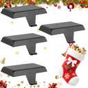 Christmas Stocking Holder Hanger for Mantle,4 Pack for XmasDecorations Lightweight and Adjustable for Fireplace Home Decoration (Black)
