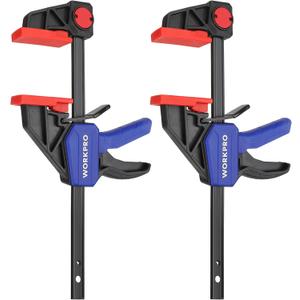 WORKPRO 6" Clamps for Woodworking 2-Pack, Quick-Release Wood Clamps/Spreader Light Duty, One Hand 150 LBS Load Limit, Ideal for Woodworking and DIY Projects