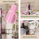 Water Bottle Organizer for Stanley 20/30/40oz, Tumblers Holder Compatible with Stanley, Owala, Simple Modern,360 Rotating Lazy Susan & Accessory Hooks, White & Vintage Brown