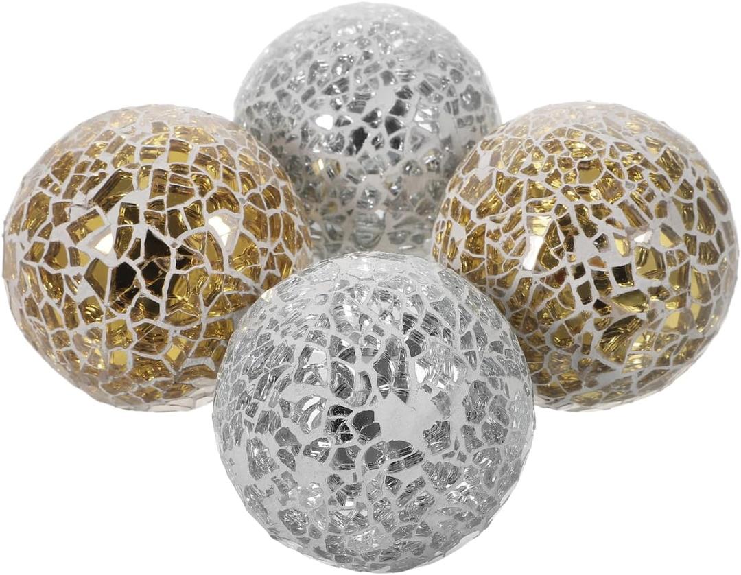 Amosfun 4pcs Glass Orbs Centerpiece Sphere Balls for Bowls Table Vases Filler Dining Table Decor Ball Ornaments  
