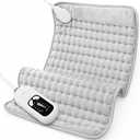 Deepsoon Heating Pad, Electric Heating Pads for Back, Neck, Moist Heating Pad for Abdomen Shoulder Knee Legs, Dry/Moist Heat & Auto Shut Off, Mother's Day Birthday for Men and Women, White Gray,24x12 Inch