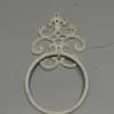 1 Pcs White Vintage Cast Iron Solid Towel Ring Fleur De Lis Design Antique Towel Holder for Bathroom Kitchen Accessories Wall Mounted Christmas Party Gifts (8.5 x 4.7 Inches)
