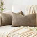MIULEE Pack of 2 Decorative Linen Burlap Pillow Covers Farmhouse Boho Accent Pillowcases for Sofa Car Couch Bedroom Living Room Decor 12x20 Inch Brown