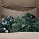 4ft Christmas Tree Pre-Lit Artificial Mini Trees with Gold Pot Base, Flocked Snow Warm White and Colorful Lights Pine Cones, for Entrances, Home Decorations Holiday Decor