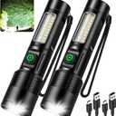 Rechargeable Flashlights 2 Pack, 99,000lm Super Bright High Lumens Flash Light, 6 Modes Adjustable Linternas, Powerful Handheld LED Flashlights for Home Camping