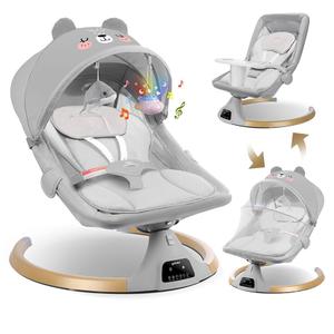 Baby Swing for Infants to Toddler,3 in 1 Electric Remote Control Baby Bouncer for Infants with Detachable Dinner Plate,4 Gears Sway Time,Bluetooth Support Heavy Duty Base Baby Rocker for 0-24 Months