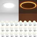 Amico 24 Pack 6 Inch 5CCT LED Recessed Ceiling Light with Night Light, 2700K/3000K/3500K/4000K/5000K Selectable Ultra-Thin Recessed Lighting, 12W=110W, 1100LM, Dimmable Canless Wafer Downlight ETL&FCC