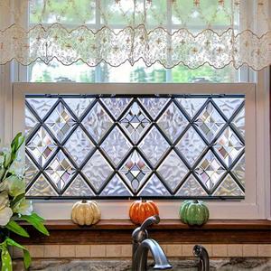 HOMETITUTE Privacy Window Film Decorative Glass Door Cling Static Cling Window Film Textured Frosted Window Covering for Bathroom Kitchen Entryway Anti UV Adhesive Free 39.3x17.7 Inch