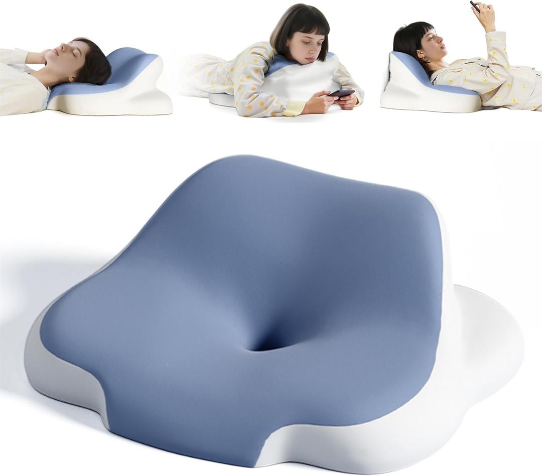 Premium Memory Foam Reading Pillow - Ergonomic Neck Support for Beds, Sofas, and Floors - Removable and Washable Pillowcase - Perfect for Reading, Watching TV, and Relieving Back Pain