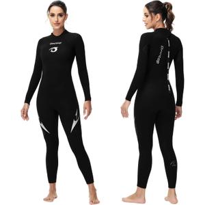 Owntop Wetsuit 5mm Neoprene Diving Suit for Mens Womens - Thicken Full Wet Suit, Back Zip Long Sleeve UPF50+ Keep Warm Swimwear for Scuba Surfing Swimming Diving Snorkeling Water Sports (Large)