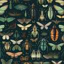 Insect Specimen Animals Dark Green Black Brown Peel and Stick Wallpaper Contact Paper Vintage Vinyl Stick on Wall Paper for Bedroom Bathroom Kitchen Cabinet Renter Friendly