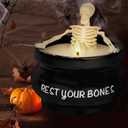 2 x Halloween Decorations Indoor, Halloween Skeleton Candle, Skull Candles Gothic Decoration for Home Bar Indoor Room Tables, Farmhouse Decoration Spooky Gifts for Women