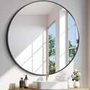 Black Round Mirror, 42 inch Large Circle Mirror, Aluminum Alloy Metal Frame Round Bathroom Mirror, Big Round Wall Mirror, Circle Mirrors for Wall Entryway Bedroom Living Room (42"L x 42"W, Black Frame)